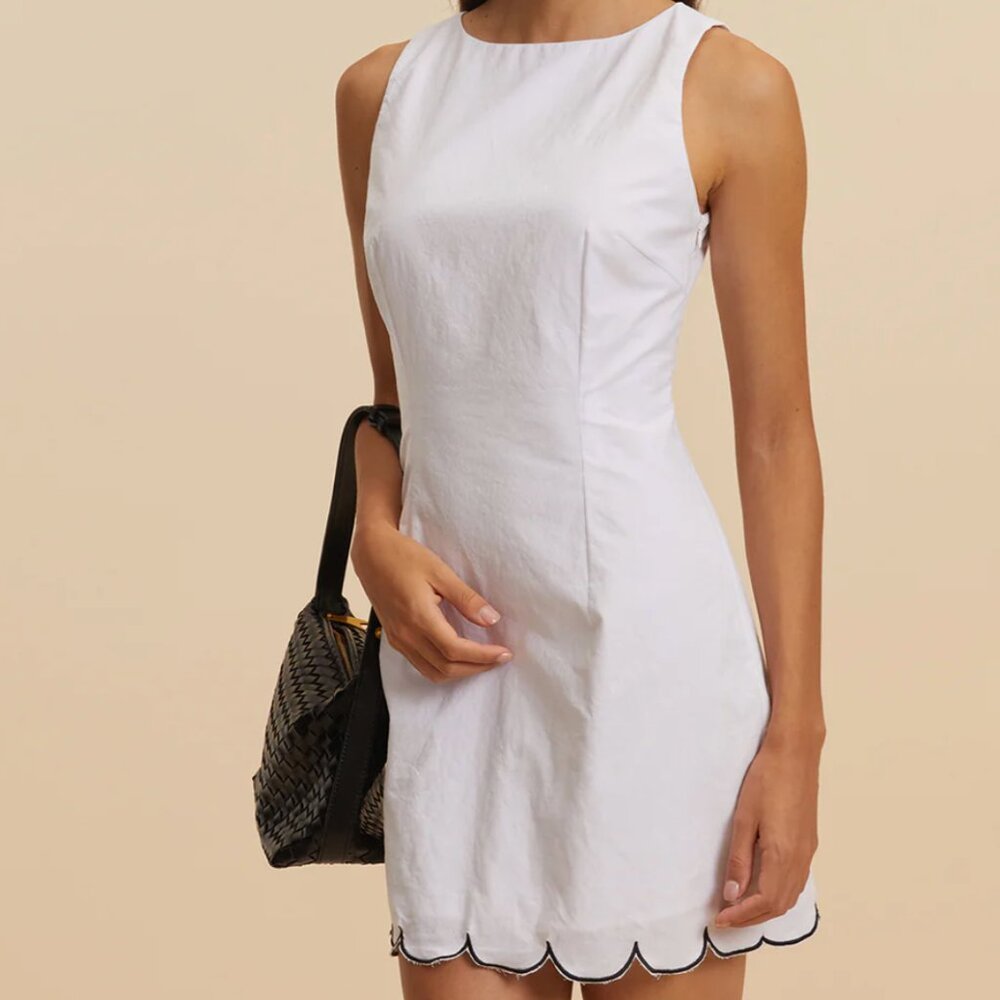 NWT Cotton Contrast Hem Short Dress, Med